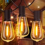 GLUROO Festoon Lights Outdoor 60FT, String Lights Mains Powered Waterproof with 31Pcs ST38 Plastic LED Bulbs, 2200K Warm White Garden Patio String Lights for Party Décor Wedding