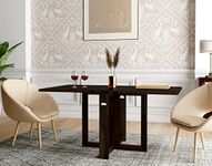 ANGEL FURNITURE Solid Sheesham Wood Foldable Dining Table Compact Design (Plain Top, Walnut Finish)