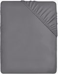 Utopia Bedding Fitted Sheet Double, Grey - Deep Pocket 14 inch (35 cm) - Easy Care - Soft Brushed Microfibre Fabric - Shrinkage and Fade Resistant - Bottom Sheet