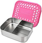 LunchBots Trio 2 Stainless Steel Lunch Container, 3 Section, Holds 1/2 Sandwich and Sides (Pink)