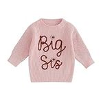 Geagodelia Toddler Baby Girls Oversized Knitted Jumper Winter Knit Sweater Chunky Pullover Long Sleeve Knitwear Top Autumn Sister Matching Clothes (Big Sis Pink, 2-3 Years)