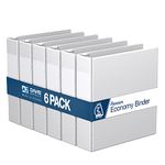 Premium Economy 2-Inch Binders, 3-Ring Binders for School, Office, or Home, Colored Binder Notebooks, Pack of 6, D Ring, White