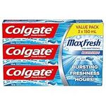 Colgate MaxFresh Cool Mint Gel Toothpaste - Fluoride Whitening Formula with Enamel Protection for a Fresh Clean Smile - Dentifrice for Daily Oral Care 150ml, 3 pack