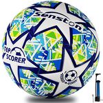 Senston Football Size 5 Professional Game Soccer Ball Embossing Design Official size 5 for Adult/Youth （Blue）