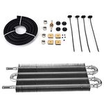 Mumisuto Car Oil Cooler Kit, 5/16" Transmission Oil Cooler Kit, Aluminium alloy 4 Row Remote Power Steering Transmission Oil Cooler Auto-Manual Radiator Converter