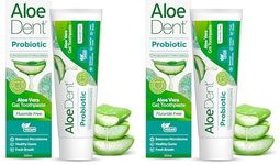 AloeDent Probiotic Toothpaste Fluoride Free - Balance Mouth Microbiome, Natural Oral Probiotic with Aloe Vera & Xylitol, SLS Free, Vegan, 75ml (Pack of 2)