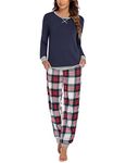 Ekouaer Pajamas Women’s Long Sleeve Sleepwear Christmas Plaid Lounge Sets Winter Pjs with Pockets