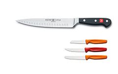 Wüsthof Classic Hollow Edge Carving Knife, 8-Inch, with Bonus Paring Knives