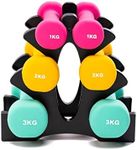 PRISP Dumbbells Set with Rack, 3 Pa