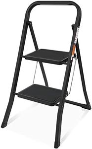 2 Step Ladder, SPIEEK Folding Step Stool with Wide Anti-Slip Pedal, 330lbs Capacity Portable Lightweight Ladders for Home Kitchen Outdoor, Black
