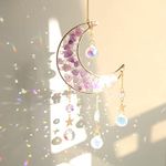 Sun Catchers for Windows, Crystal Decor Suncatcher, Sun Catcher with Rainbow Crystal Glass Ball Prism Moon Pendant Ornament for Window Home Wall Tree Cars Hanging Decoration