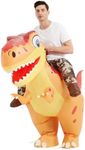 COMIN Inflatable Dinosaur Costume for Adults Inflatable Ride on Costume Blow Up Trex Costume Dino Inflatable Orange Costume for Halloween Party