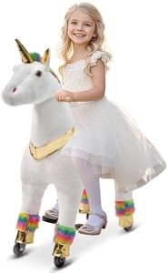 Pipleo Ride on Unicorn on Toys, Unicorn Ride on for Girls 7 to Adult, Ride on Unicorn Toys, Unicorn Rider Mechanical Walking Action Plush Animal,No Battery or Electricity,Max Load 187 LBS - Rainbow