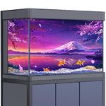 SB little Aquarium Background Sticker Decoration for 5-55 Gallon Fish Tanks, Cherry Blossom Japanese Snow Mount Fuji HD 3D Reptile Habitat Poster (23.6x47.2in (60x120cm))