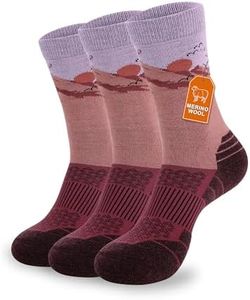 Pioneer Camp Merino Wool Hiking Socks for Men & Women Cozy Running Socks Cushioned Breathable Athletic Work Hunting - 3 Pairs