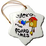 3dRose Funny Cuckoo for Board Games Bird Design Snowflake Ornament, Multi-Colour, 3-Inch