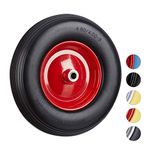 Relaxdays Wheelbarrow Wheel 4.80 4.00-8, Solid Rubber, Steel Rim, Flat-Free Spare Tire, 100kg Capacity, Black