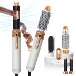 KKM STYLER New Updated 5 in 1 Hair Styler, Hot Air Brush, Hair Dryer Brush, Hair Curler, Air Styler, Hair Dryer Set - Perfect for Volumizing, Straightening, and Curling at Home (Gold)