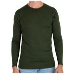 MERIWOOL Big and Tall Men's Long Sleeve Shirt Midweight Merino Wool Base Layer Army Green