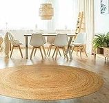 Rugs Avenue | Solid Jute/Sisal Braided Round Rug (4x4 Feet), Beige (MR-2223-0001)