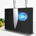 Rekehome Magnetic Knife Block without Knives, 30 cm Black Magnetic Knife Holder Made of 304 Stainless Steel, Strong Magnetic Knife Holder on Both Sides for a Tidy Kitchen
