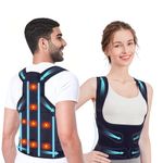 WVWMYM Back Brace Posture Corrector, Adjustable Full Back Support, 8 Magnets Shoulder Straightener for Neck Shoulders Back, Scoliosis Hunchback Correction Provides Shape Women Men (L)