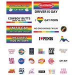 28 Pcs Original Funny Gay LGBT Prank Bumper Stickers for Truck,Cars,Vehicle or Luggage - I'M So Gay I Can't Even Drive Straight Sticker & Cowboy Butts Drive Me Nuts Sticker (Extra Large Size)