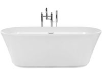 Beliani Freestanding Bathtub Sanitary Acrylic Oval Rounded Edges 170x80 cm White Ovalle