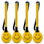 Performore 4 Pack of Secure Counter Pens with Plastic Secure Cord Attached to Adhesive Back Base Pen Holder with Smiley Face Design for Home Workplace School Office