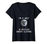 Womens Sweet Sheep - wolf in recycled sheeps clothing (D010-0894A) V-Neck T-Shirt