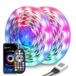 Mexllex LED Strip Lights 30M Music Sync Color Changing RGB LED Strip 24-Key Remote, Sensitive Built-in Mic, App Controlled LED Lights, RGB LED Light Strip(APP+Remote+Mic)