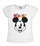 minicult Disney Mickey Mouse and Friends Regular Fit Character Printed Half Sleeves Tshirt for Girls (White A36)(Pack of 1)(13-14 Years)