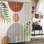 Inshere Retro Boho Shower Curtain for Bathroom with 12 Hooks, Modern Mid Century Abstract Shower Curtain Arch Sun Bohemian Style, Funny Curtain for Bathroom Decor 72x72 Inch Waterproof Fabric