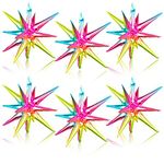 6 Pcs Explosion Star Foil Balloons 12 Point Star Balloons 3D Starburst Cone Mylar Balloons 22in Star Balloon for Party Supplies Christmas Birthday Wedding Baby Shower Photo Booth (Multicolor)