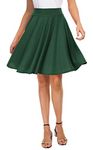 EXCHIC Women's Casual Stretchy Flared Midi Skater Skirts Basic A-Line Pleated Midi Skirt (S, Green)