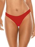 RELLECIGA Women's Cheeky Brazilian Cut Bikini Bottom (Medium, Red)