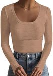 Basicspace Women's Lightweight Sweaters Round Neck Ribbed Knit Fitted Pullover Tops Tunic Shirts(Small，03 Khaki)