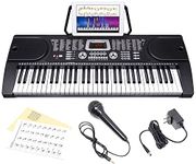 JUAREZ Octavé JRK661 61-Key Electronic Keyboard Piano with LED Display | Adapter | Key Note Stickers | Mic |Music Sheet Stand | 255 Rhythms | 255 Timbres | 24 Demos | 8 Percussions