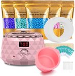 Charmonic Wax Warmer, 2024 Upgrade Digital Waxing Kit with Silicone Pot & 500g Hard Wax Beads for Whole Body Brazilian Bikini Legs Armpit Nose Hair Removal, Hot Wax Machine (Pink)