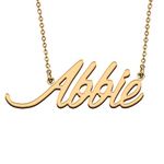 HUAN XUN Dainty Abbie Name Necklace Personalized Nameplate Pendant Jewelry for My Girl