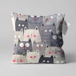 OyzShop Cute Grey Cats Cushion Cover, Double Sided Printing Pillow Cover on the Soft Chenille Fabric with Multi Size Options, OEKO-TEX 40x40cm (16x16 Inches)