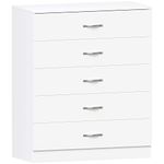 Vida Designs White Chest of Drawers, 5 Drawer With Metal Handles and Runners, Unique Anti-Bowing Drawer Support, Riano Bedroom Storage Furniture