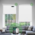 DONGFXK Motorized Blinds with Remote, Blackout Cooling Automatic Shades with Solar Panel Cordless Smart Blinds for Windows, Custom Electric Blinds Horizontal Roller Shades,White,43" W X 72" H