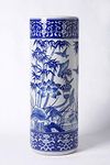 Home Gift 24" Porcelain Umbrella Stand, Classic Blue and White Floral/Bird Design