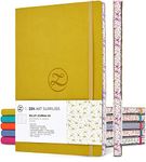 Large B5 Dotted Notebook - Enjoy Bullet Journaling with a Soft Cover 7x10-inch, Non-Bleed Thick 120gsm Paper, Dotted Journal in Yellow Color, Japanese Edge Motif - Faux Leather Dot Journal - ZenART