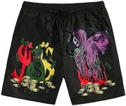 SHENHE Men's Graphic Shorts Drawstring Waist Workout Track Streetwear Shorts Skeleton Black S