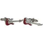 Guitar Cufflinks - Red Electric Rock Guitar Cufflinks for Men Presented in Onyx Art London Cufflink Box