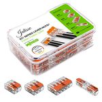 WAGO Wire Connectors 24pcs Compact Splicing Wire Connector Assortment with Case, Electrical Connectors, Includes (10x) 221-412, (4X) 221-2411, (7X) 221-413, (3X) 221-415(24)