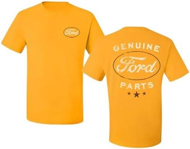 Wild Bobby Genuine Ford Parts Vintage Distressed Cars and Trucks Mens Graphic Tees Front and Back T Shirt Printed Graphic Tees for Men, Gold, 3X-Large
