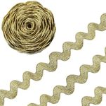 XGNG 1Roll of Gold 5 Yards Sewing Rick Rack Bending Fringe Trim RIC Rac Jumbo Metallic Lace Ribbon Trim for Sewing Crafts Party Decor